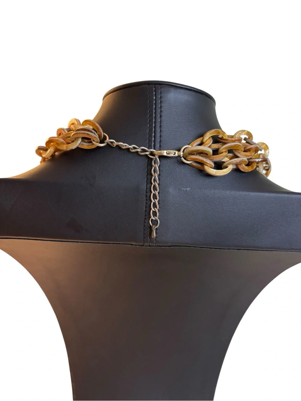 Multi-Strand Tortoiseshell Link Necklace - Brown Multi